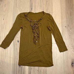 J CREW | 3/4 sleeve ruffle shirt, size XS